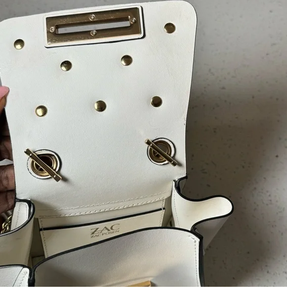 ZAC ZAC POSEN Eartha Iconic Mini Chain white LEATHER floral purse/bag - Picture 5 of 5